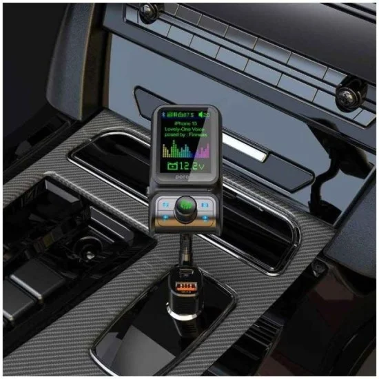 Porodo Dual Port Car Charger FM Transmitter - Black